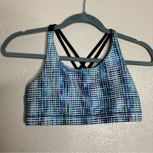 Athleta girl upbeat sport bra colorful black - Picture 1 of 7